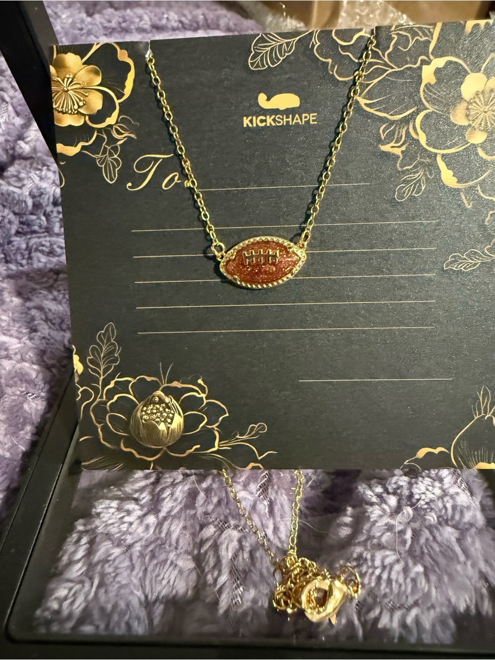 Kickshape Gold-Tone Necklace with sparkly Football Pendant